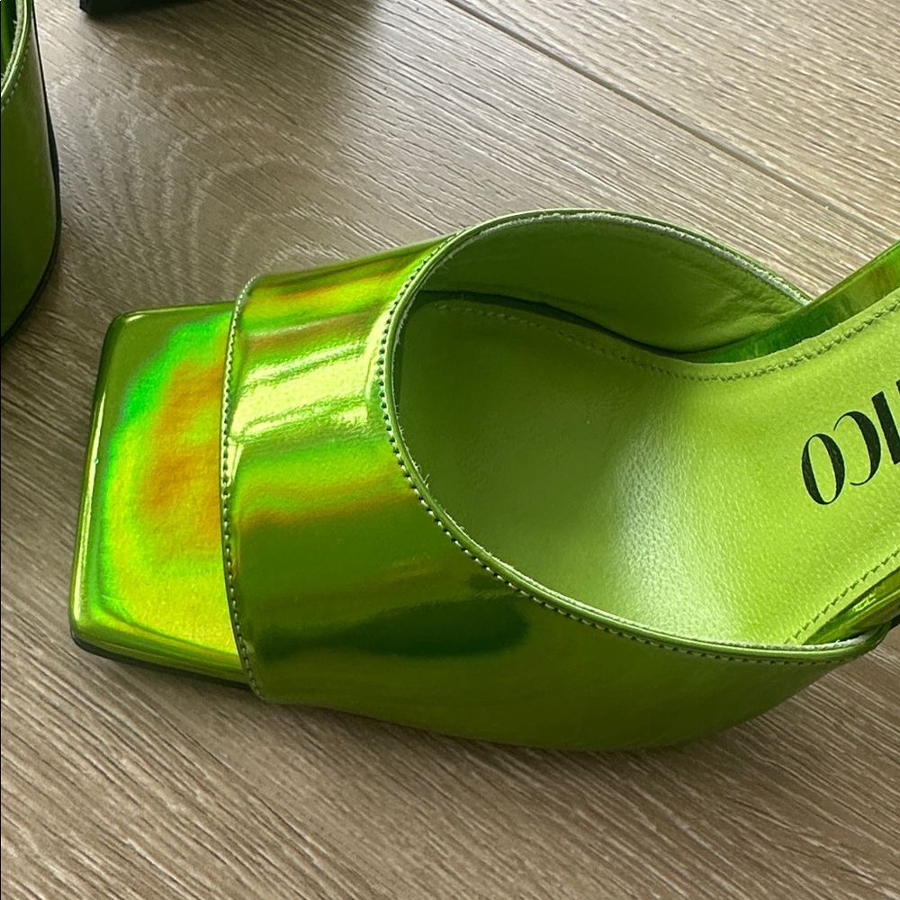 THE ATTICO DEVON HOLLOGRAPHIC GREEN MULE SIZE 38.5 - Picture 5 of 7